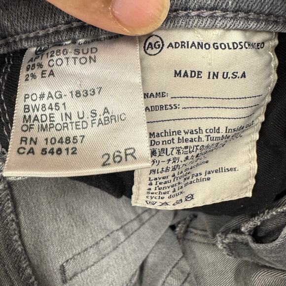 AG Adriano Goldschmied Jeans Womens 26 Gray Ankle Slim Straight USA Made - Picture 2 of 11